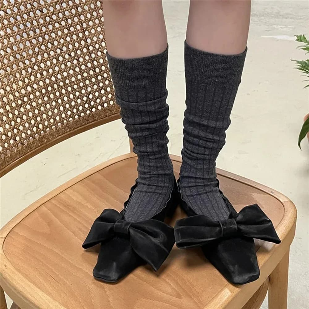 Women's Cotton Knee High Socks Black