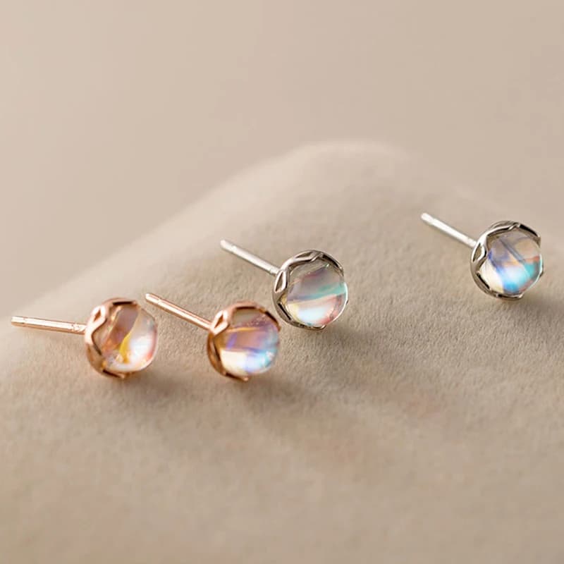 Sterling Silver Colorful Glass Stud Earrings