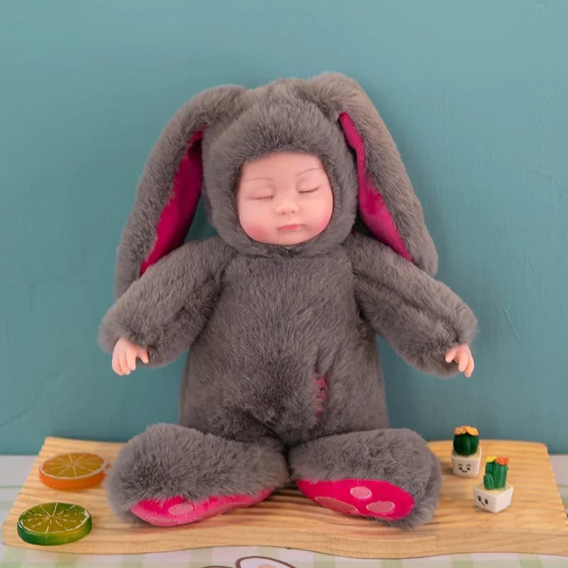 Soft Plush Reborn Baby Doll with Rabbit Toy