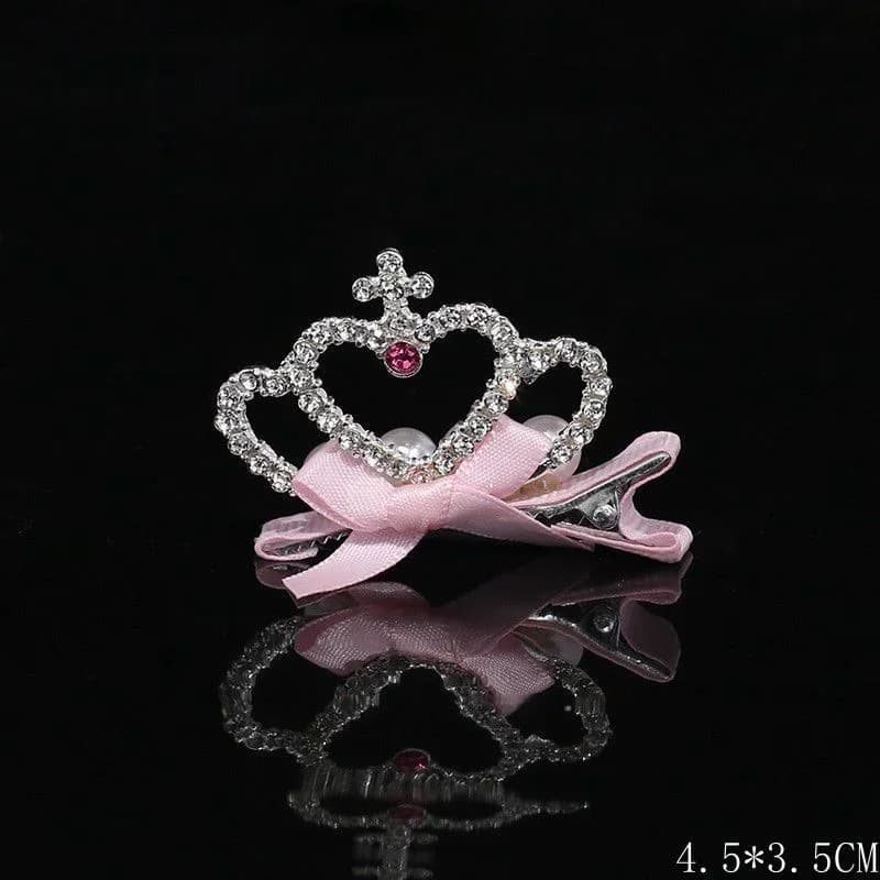 Dog and Cat Hair Clips Crown Bow Multicolor