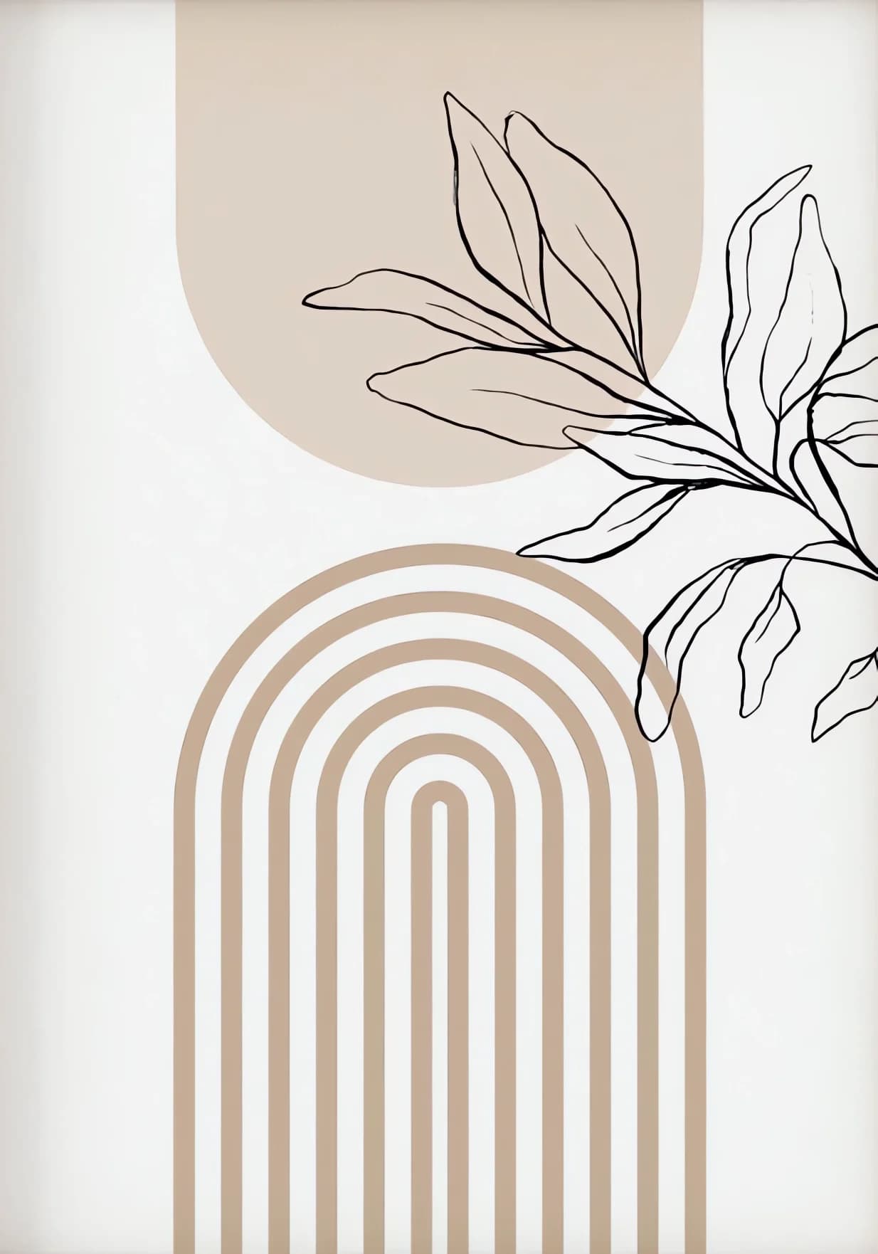 Neutral Beige Plant Wall Prints