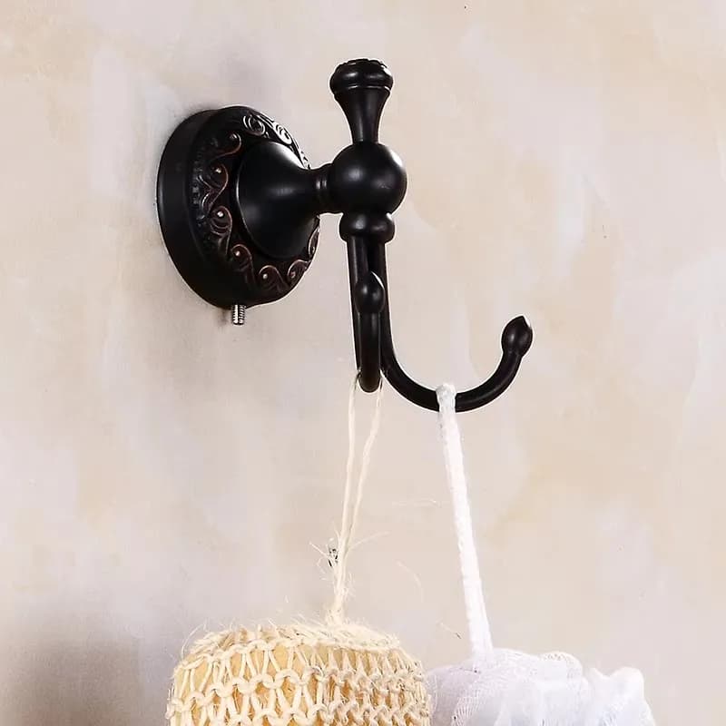 Bathroom Accessories Black Ancient Carved Toilet Brush Holder Solid Brass Bath Hardware Sets Soap Dish Retro Basket Paper Holder