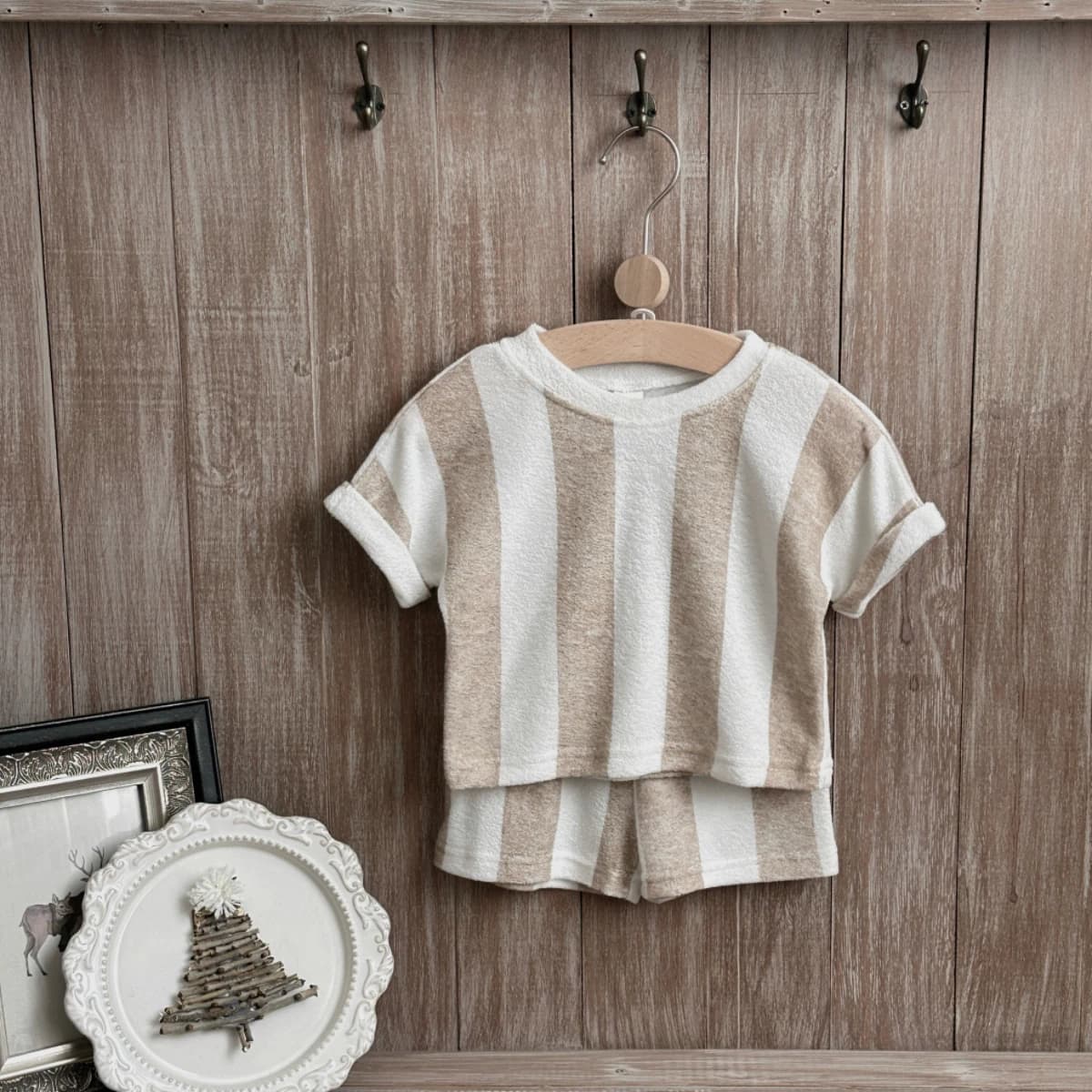 Kids Striped Short-Sleeve T-Shirt and Shorts Set