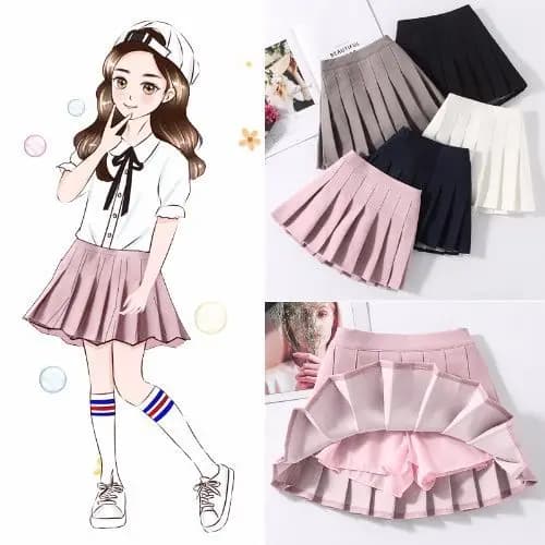 Pleated Skort Set Girls White Black