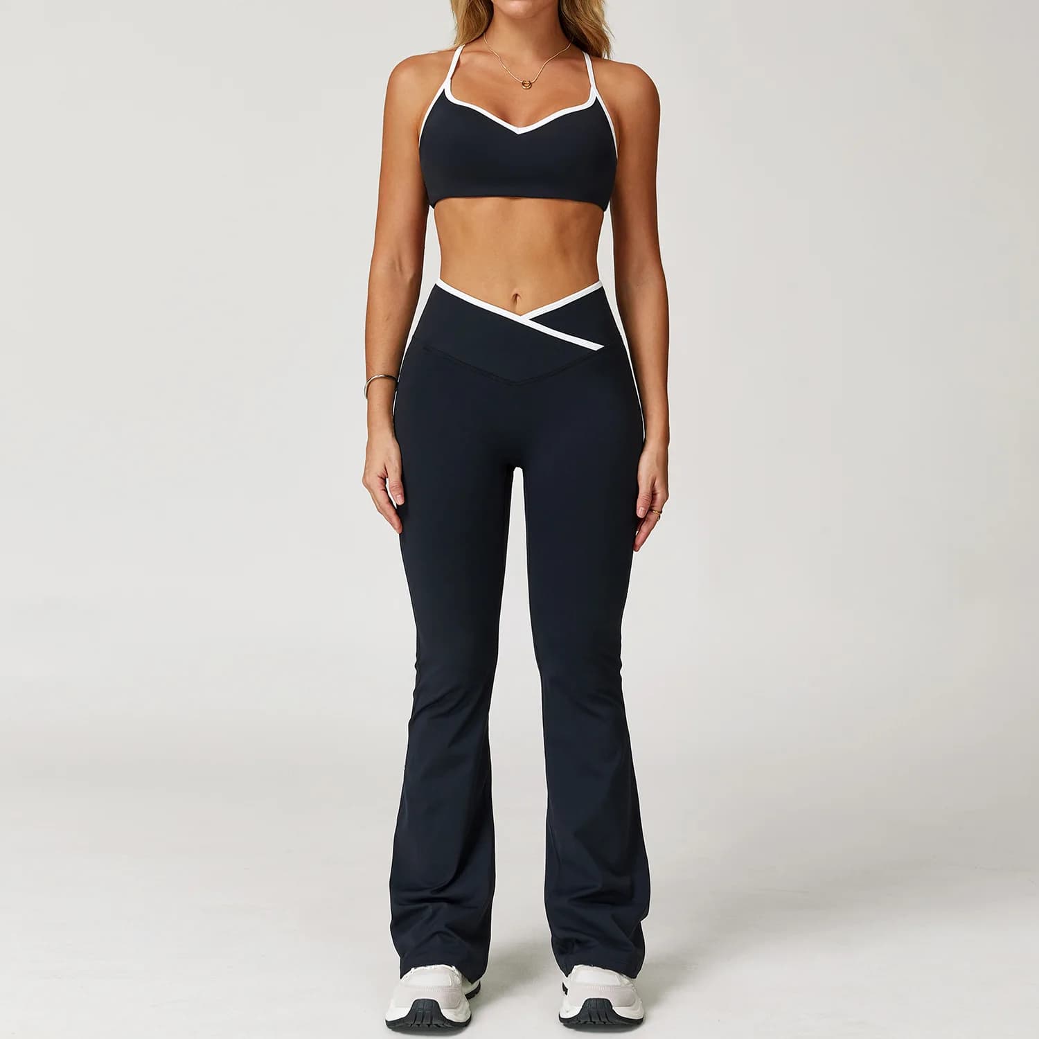 Yoga Set 2 Pieces Workout Clothes Women's Tracksuit Sportswear Gym Clothing High Waist Bell-bottoms Sexy Fitness Bta Sports Suit