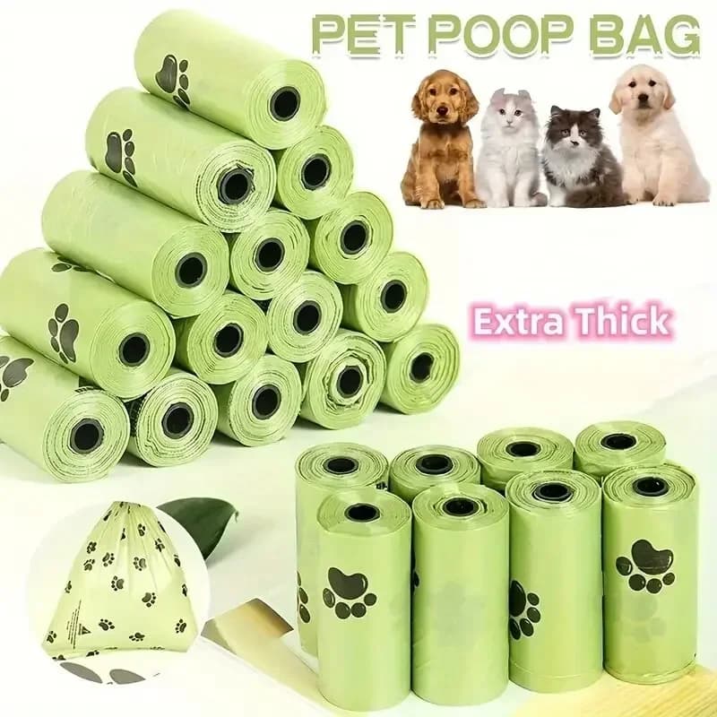 Dog Poop Bags for Dog Large Cat Waste Bags Doggie Outdoor Home Clean Refill Garbage Bag Pet Supplies 15 Bags/ Roll