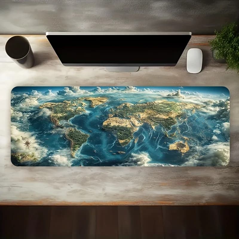 Large Gaming Mouse Pad with World Map Design