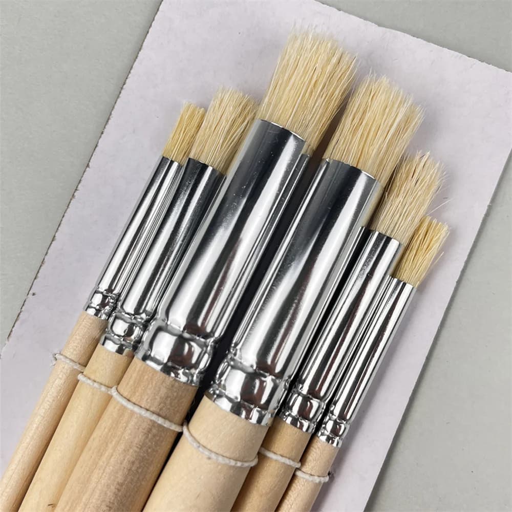 Stencil Paint Brushes Set with Wooden Handles