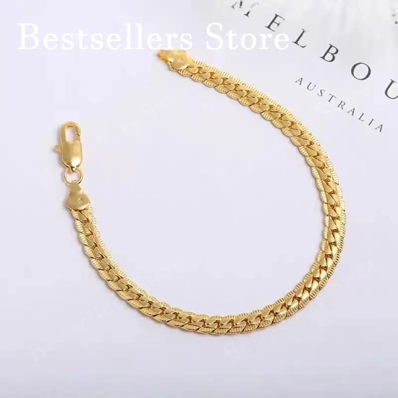 925 Sterling Silver 18K Gold Embossed Bracelet