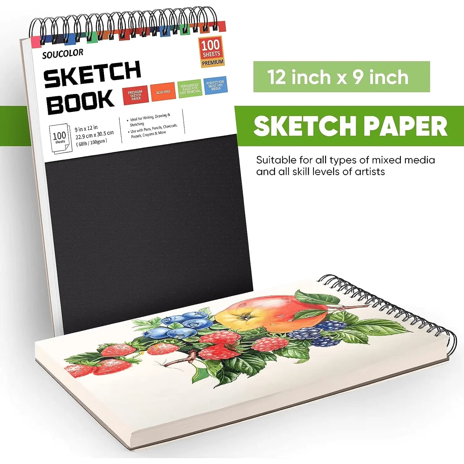 Spiral Bound Sketch Book 9x12 100 Sheets