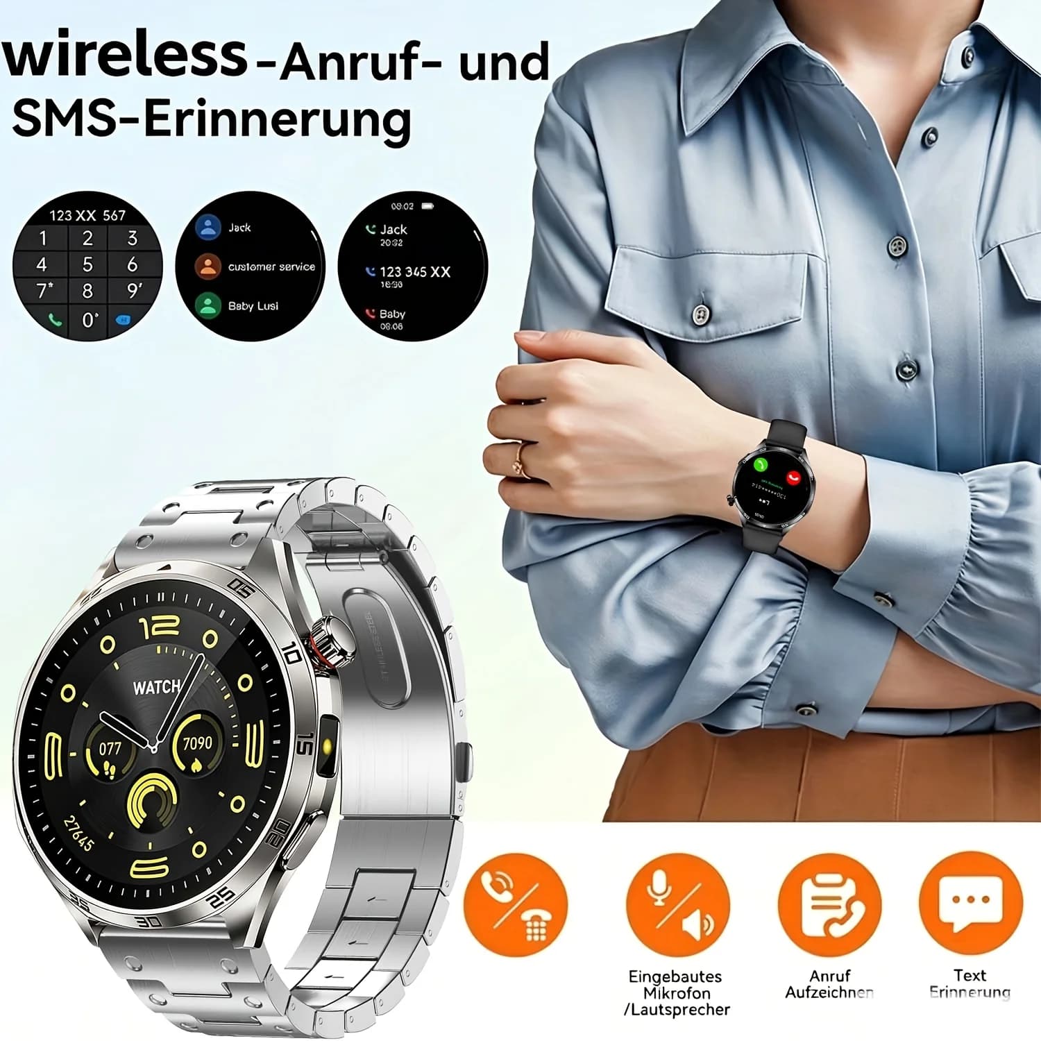 Latest Smartwatch Model, Premium Quality, with a 1.5-inch Touchscreen and Stylish Polka-dot Strap. Features Multiple Functions