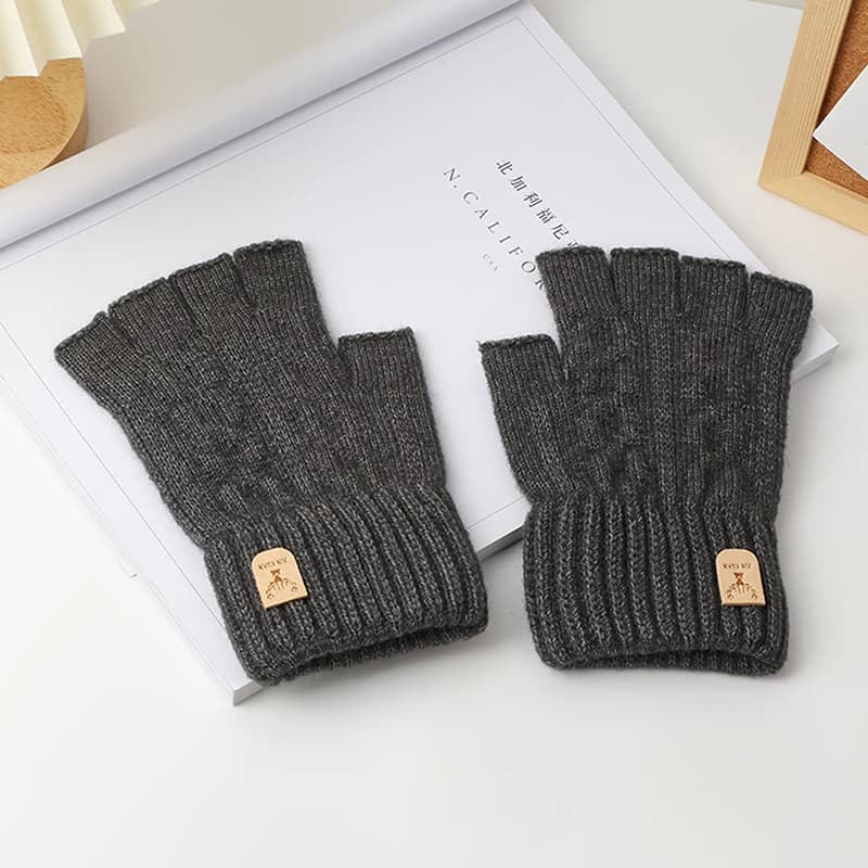 Alpaca Wool Half-Finger Gloves