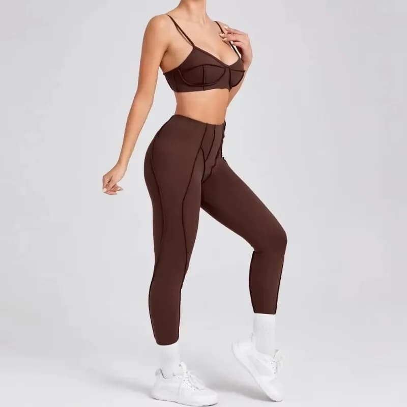 High Waist Leggings and Open Back Sports Bra Set