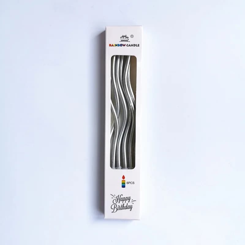 Metallic Twisted Cake Candles - Pack of 6