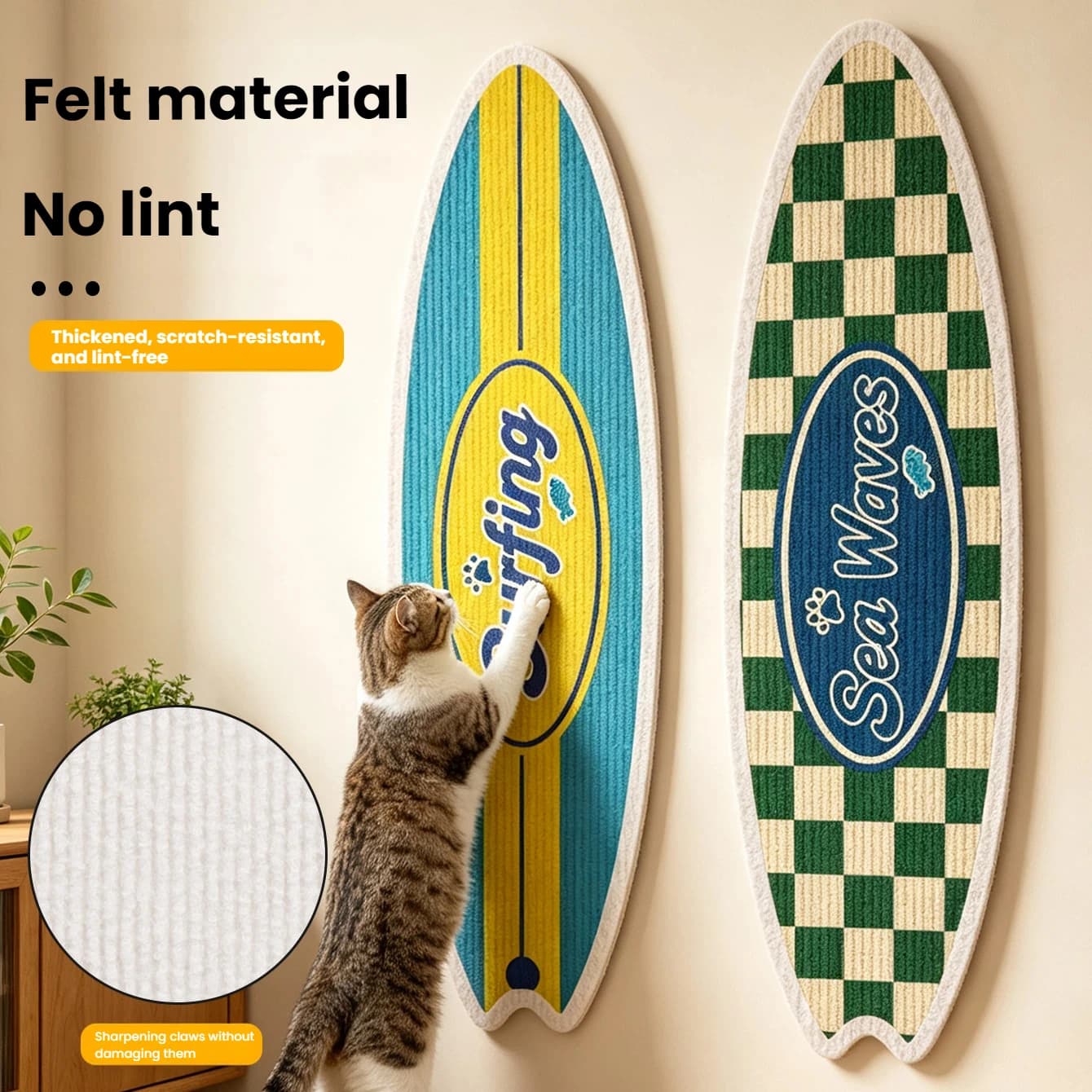 Surfboard Wall-Mount Cat Scratcher