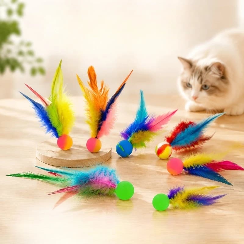 Cat Toy Interactive Ball Toy Pet Supplies Automatic Rolling Ball Cat Interactive Ball Toys Elastic Bouncy Cat Ball Toys