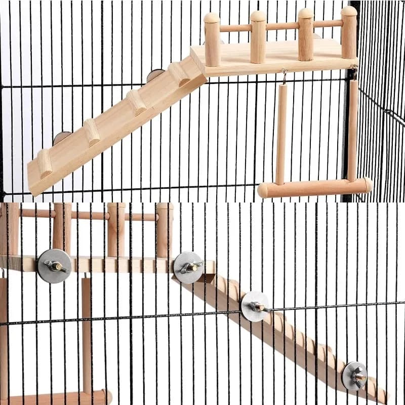 Wooden Bird Platform Swing and Climbing Ladder