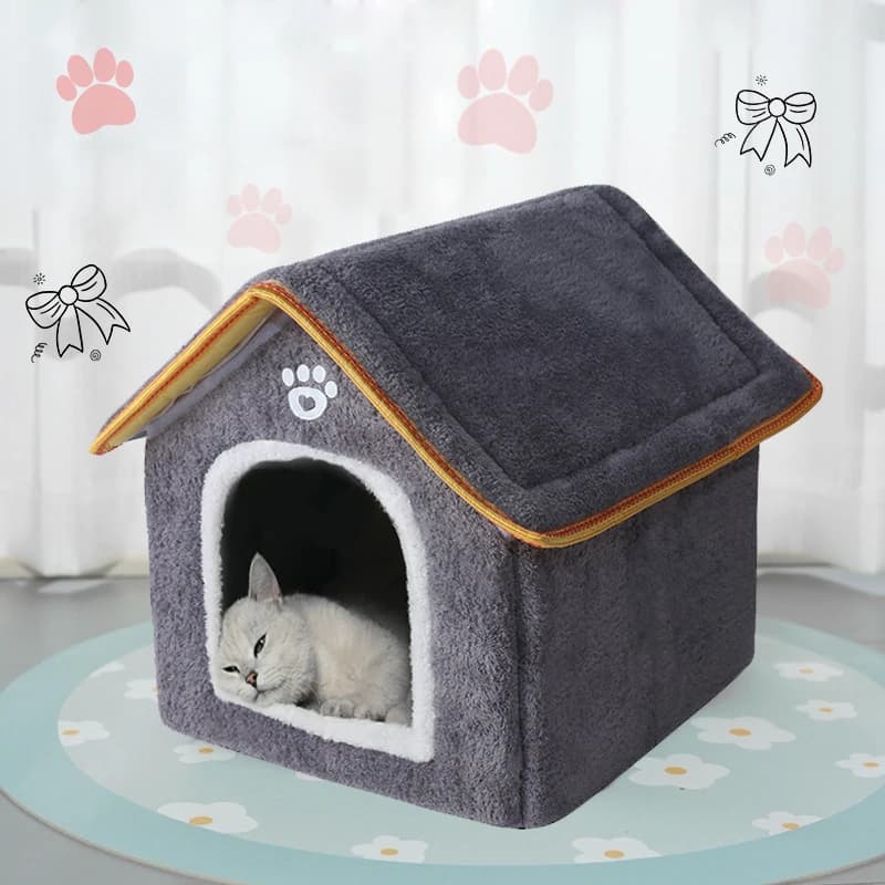 Small Pet Cave House with Removable Cushion
