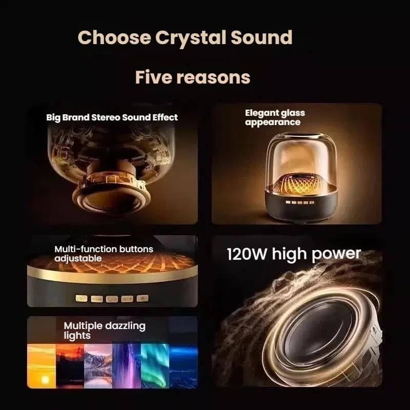 Bluetooth 5.3 HiFi Stereo Speaker Wireless Soundbar Subwoofer with Breathing Light Portable Home Theater Audio