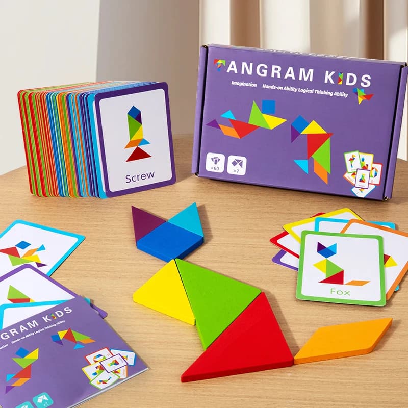 Wooden Tangram Puzzle Building Blocks