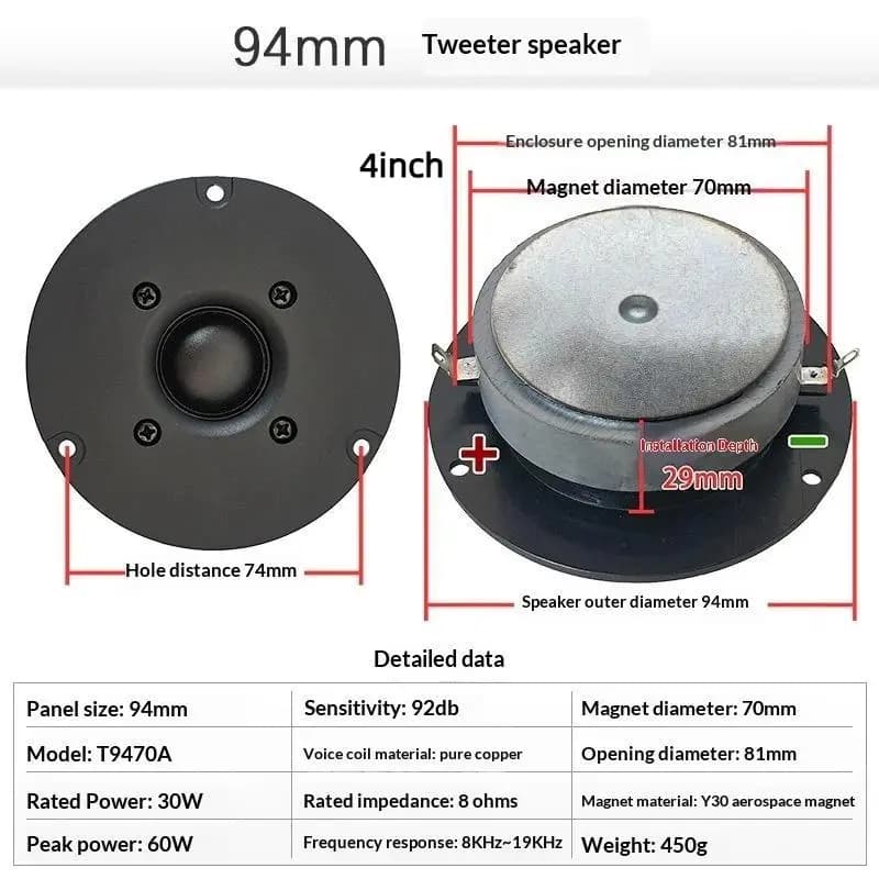 4 Inch Silk Dome Tweeter Speaker