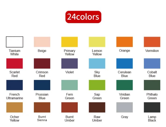 Acrylic Pigment Set 24/36 Colors 60ml