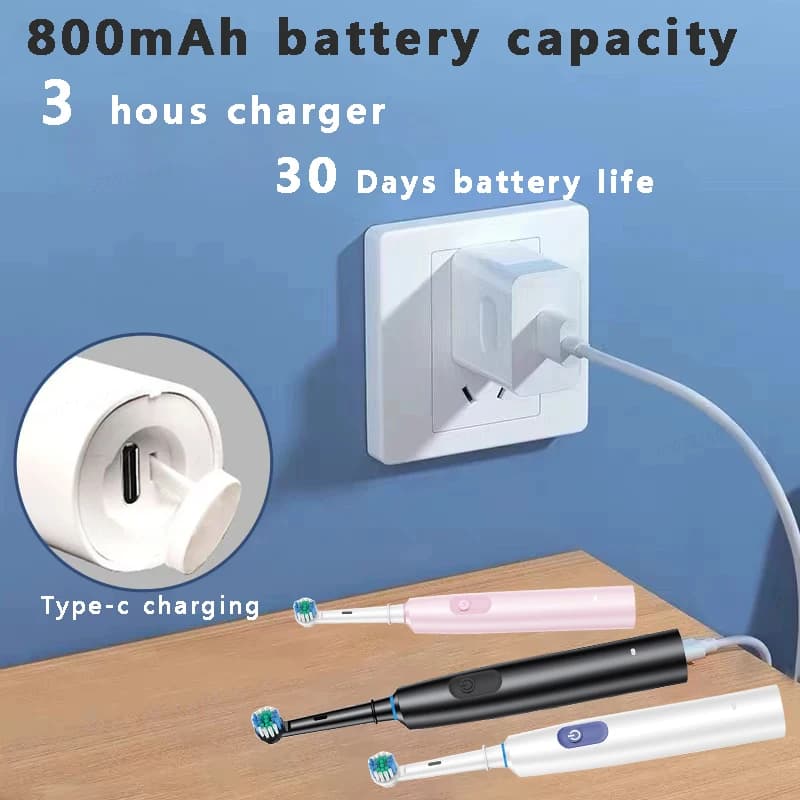 Electric Rotary Toothbrush with Timer and Heads
