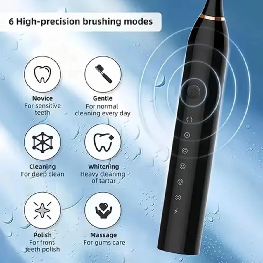 Electric Ultrasonic Toothbrush Six Speed USB Charging