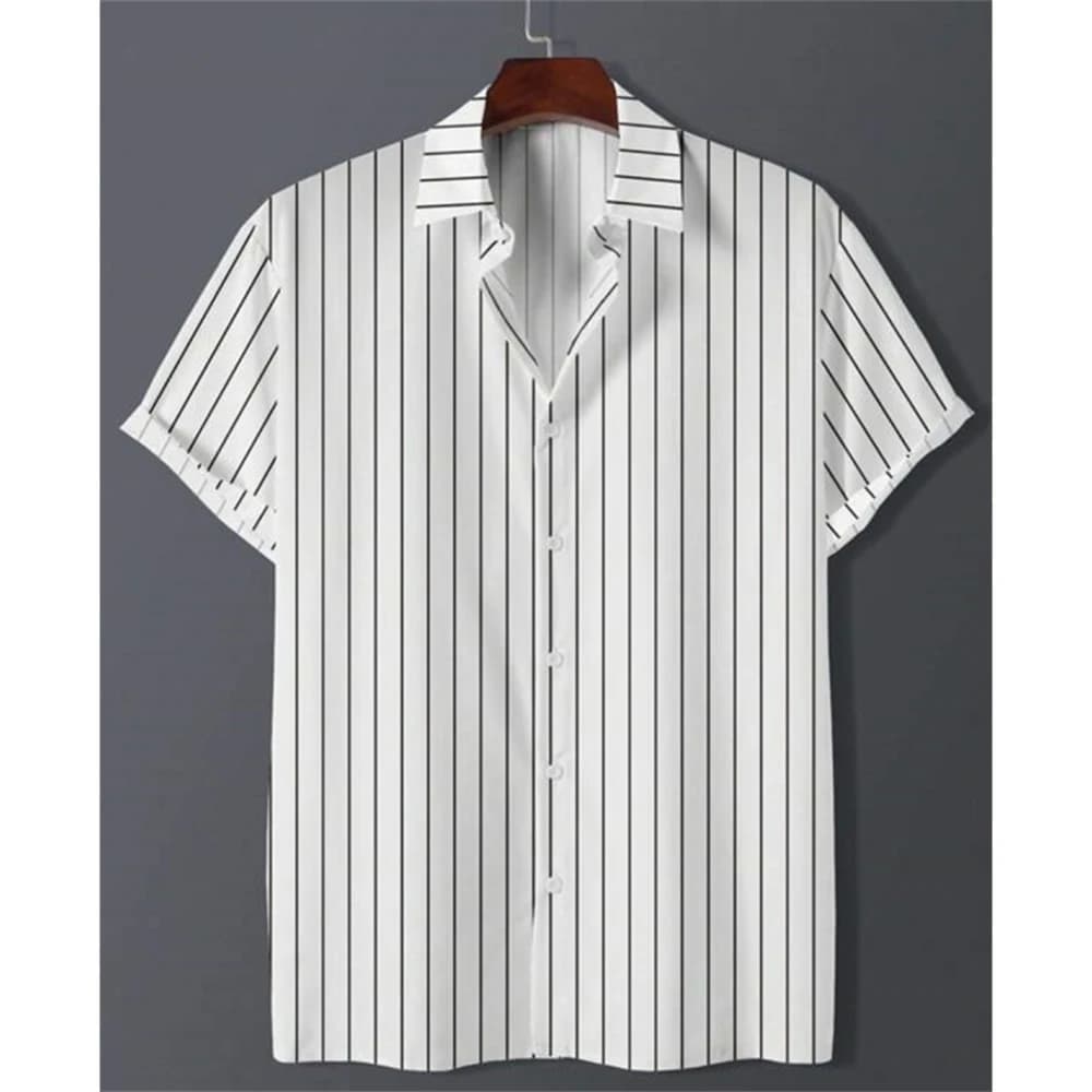 Men's Hawaiian 3D Striped Short Sleeve Shirt