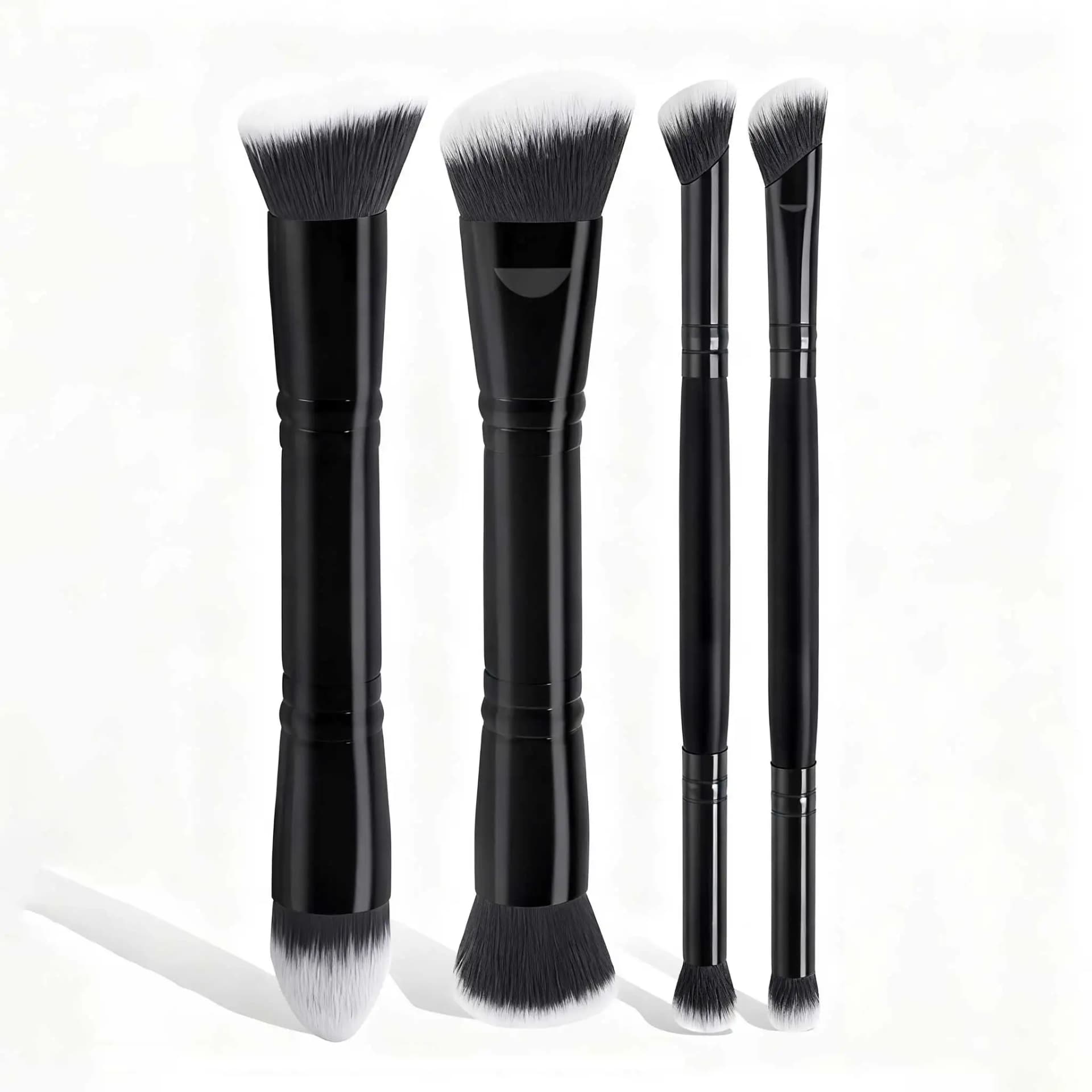 4pcs Basic Makeup Brushes Set With Box Dual-ended Foundations Powder Blush Details for Eyeshadow Brushes Beginner Travel