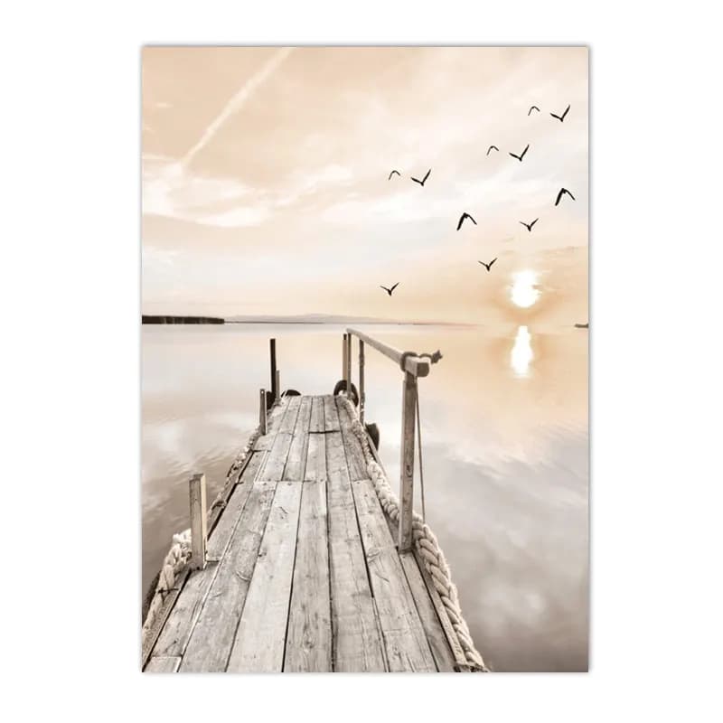 Natural Scenery Reed Grass Beach Canvas Wall Art