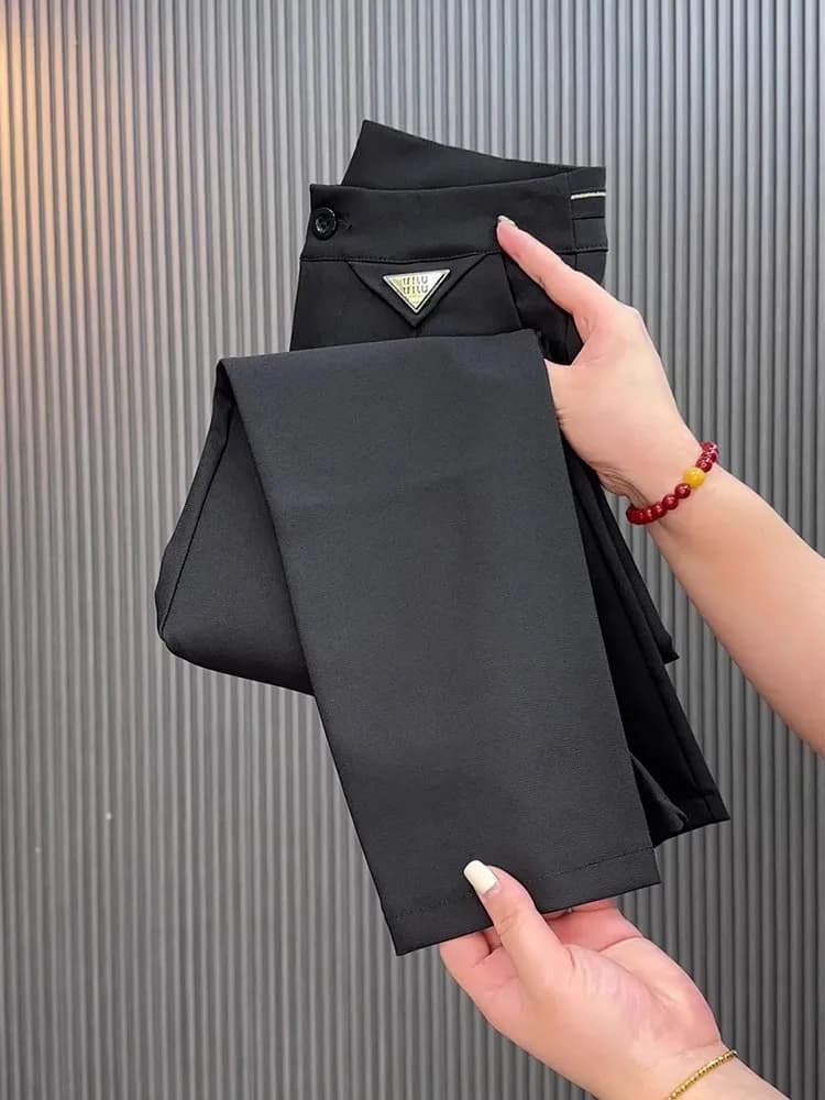 Black Straight-Leg Trousers