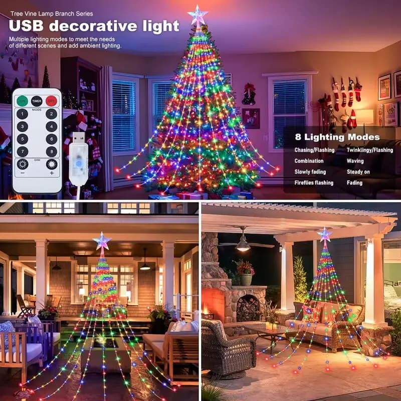 Christmas Tree Waterfall String Lights