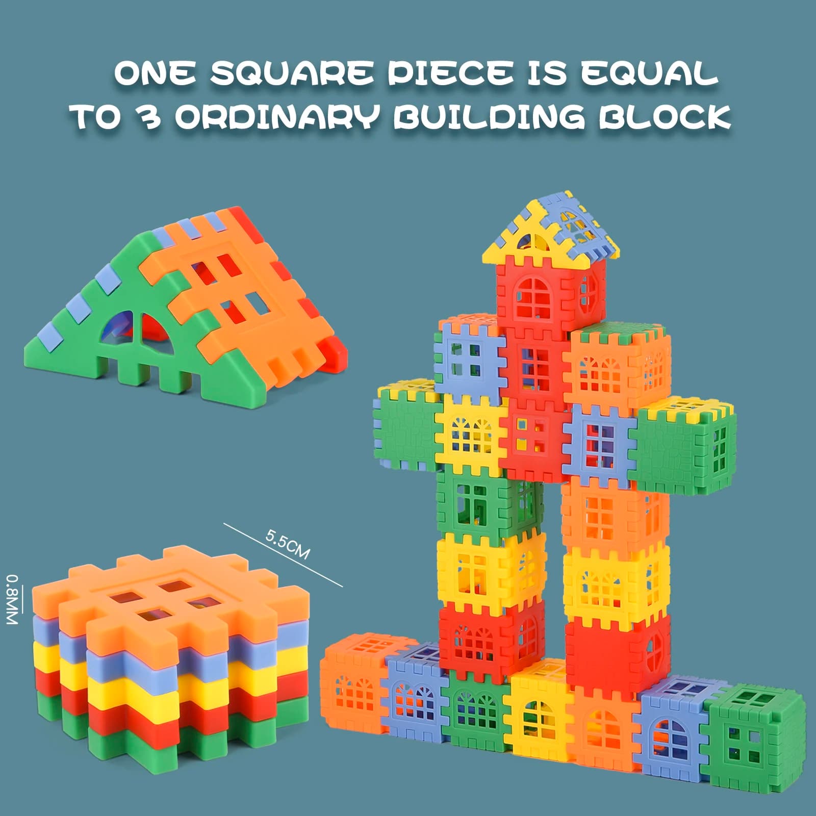 Multicolored Plastic Block Building Set