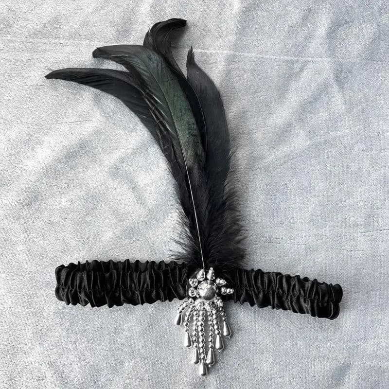 1920s Beaded Feather Hair Headband