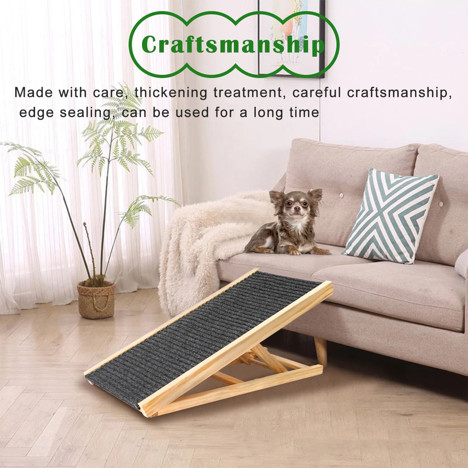 Adjustable Wood Pet Ramp with Foldable Design