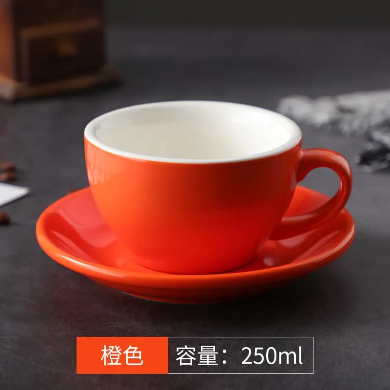 250ml Thickened Cup Large Capacity Creative Latte Art Cup Retro Colored Coffee Cup Afternoon Tea Dessert Tea Mug Home Decoration