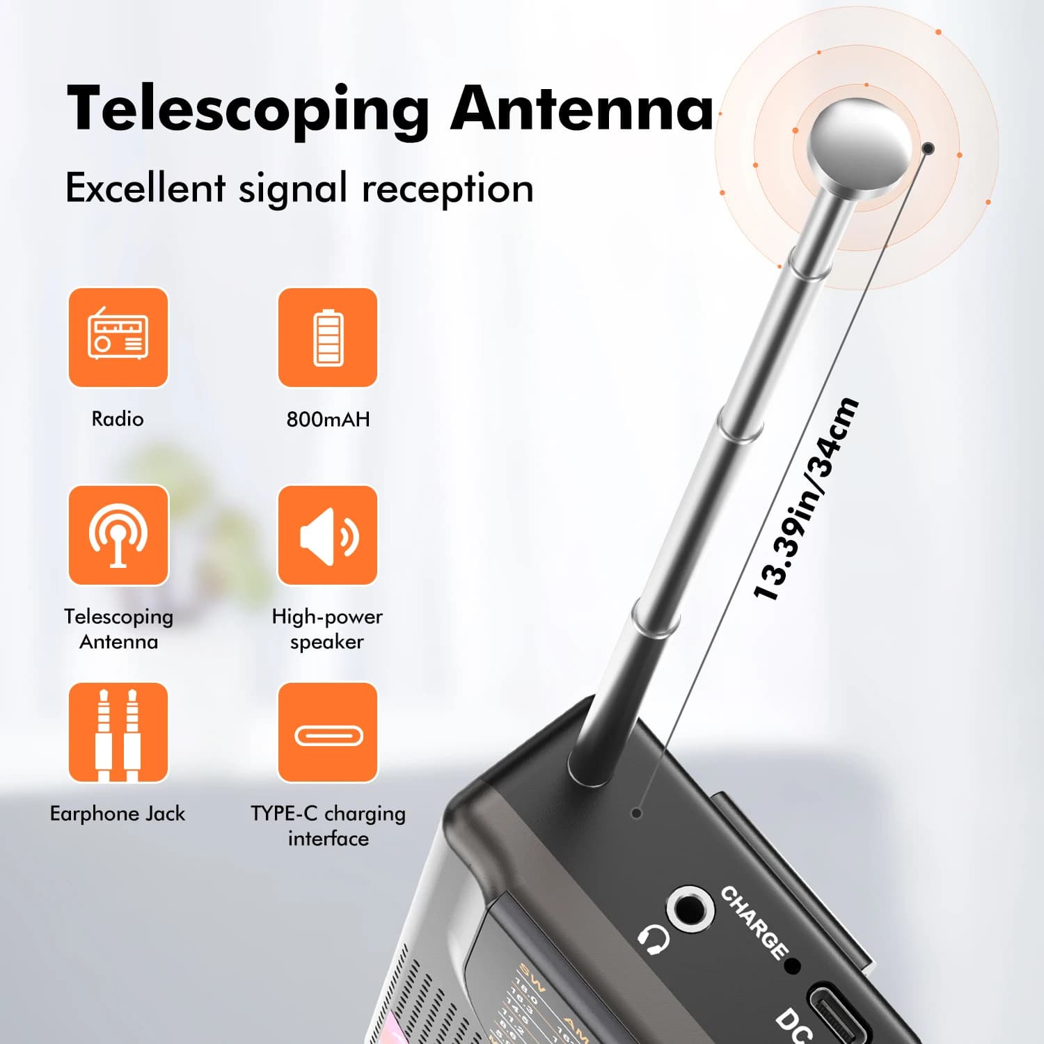 Portable AM/FM/SW Radio with Big Speaker