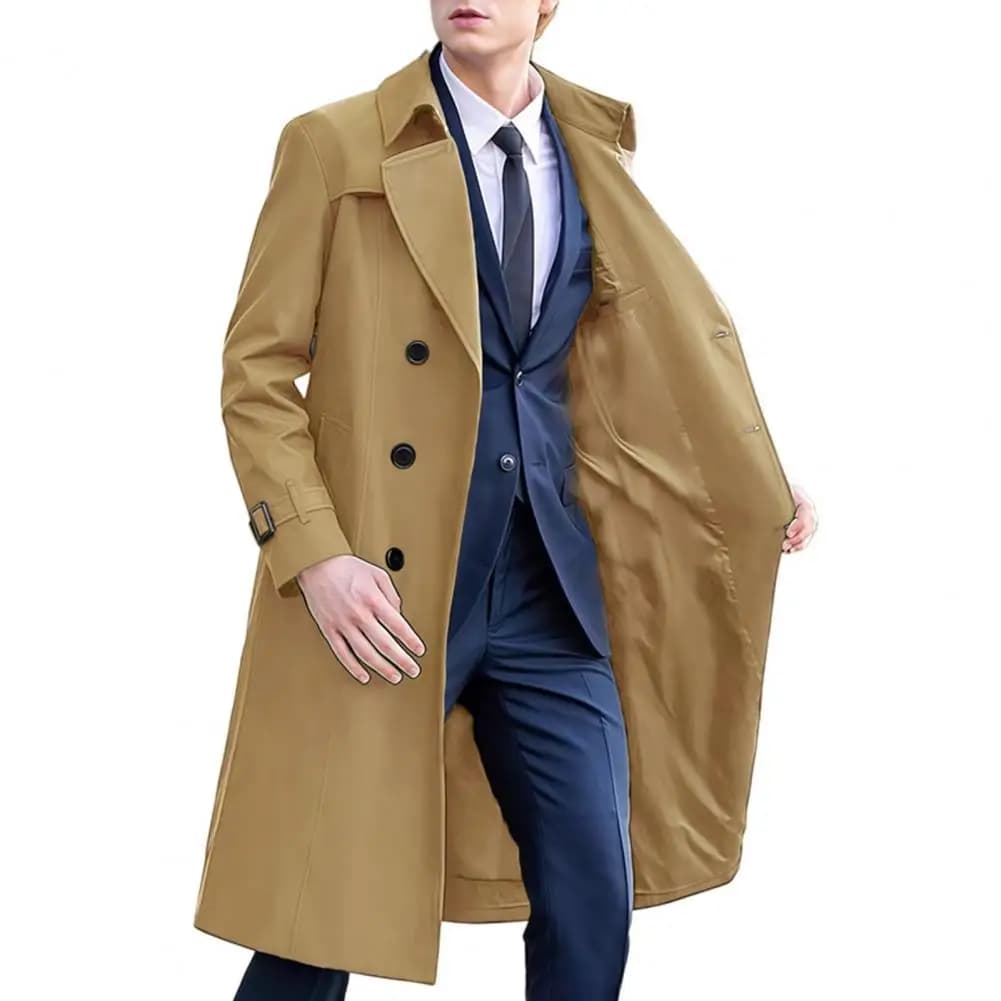 Men's Double-Breasted Windbreaker Coat