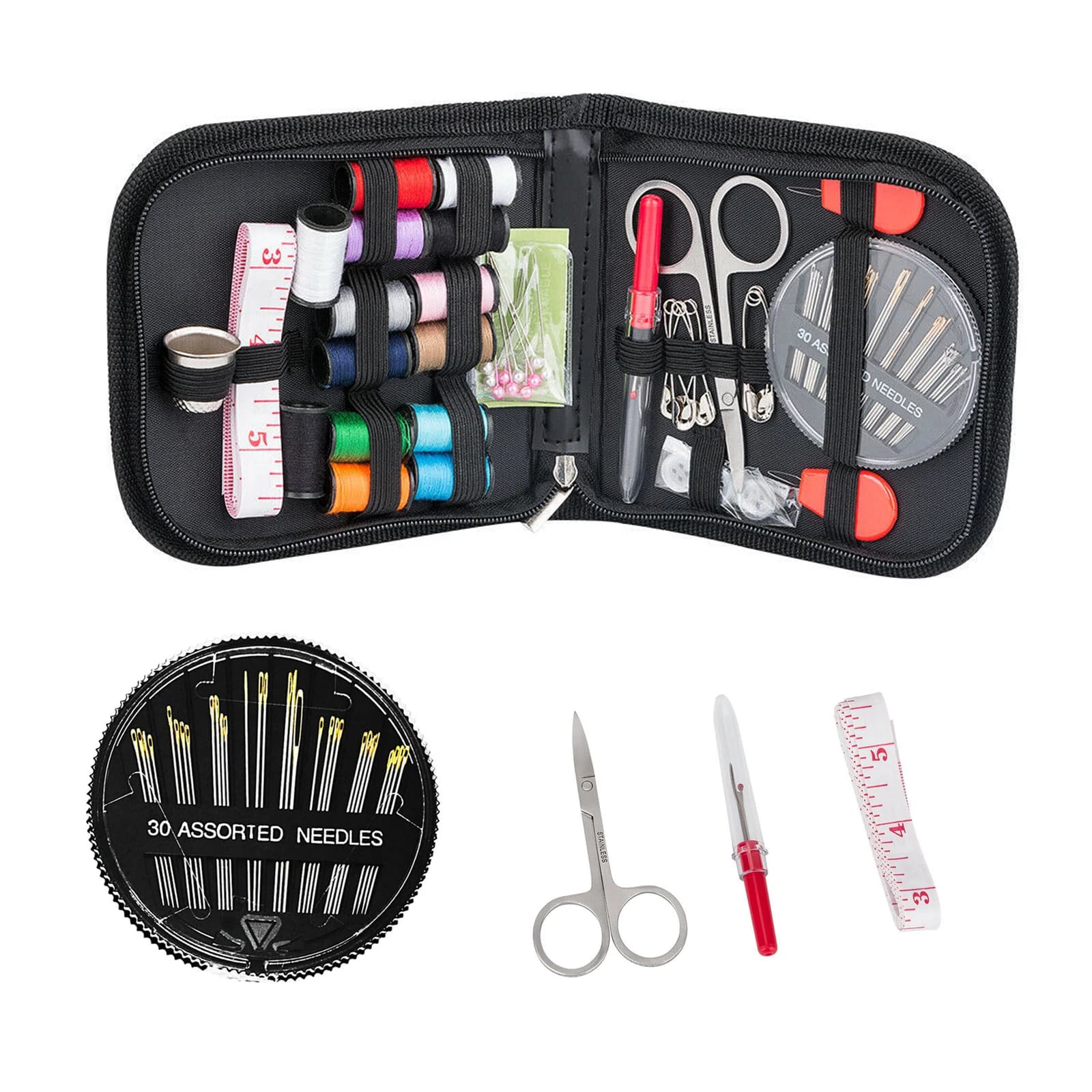 The sewing kit contains 68 accessories and is a portable travel sewing set suitable for beginners, adults, and families, includi
