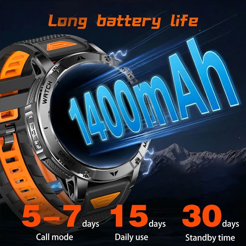 Smart Watch 1.7'' IPS Screen 1400mAh Battery IPX8 Waterproof 120+ Sports SOS LED BT Call Heart Rate Monitor Men Women