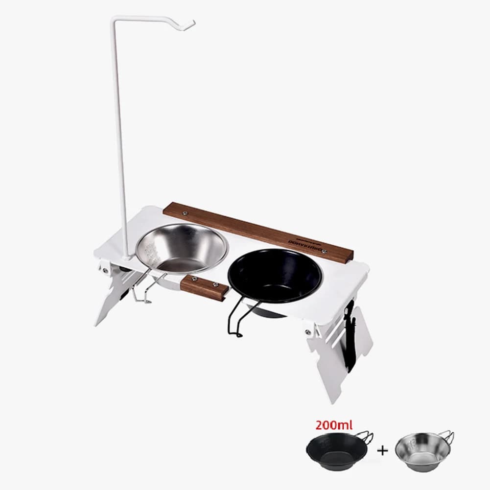 Foldable Outdoor Pet Feeder Stand with Lamp Pole