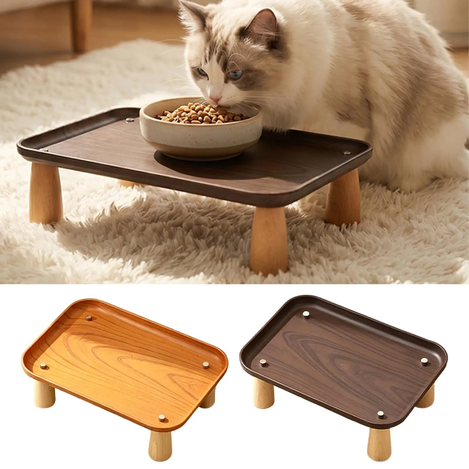 Elevated Pet Feeder Stand with Spill Tray