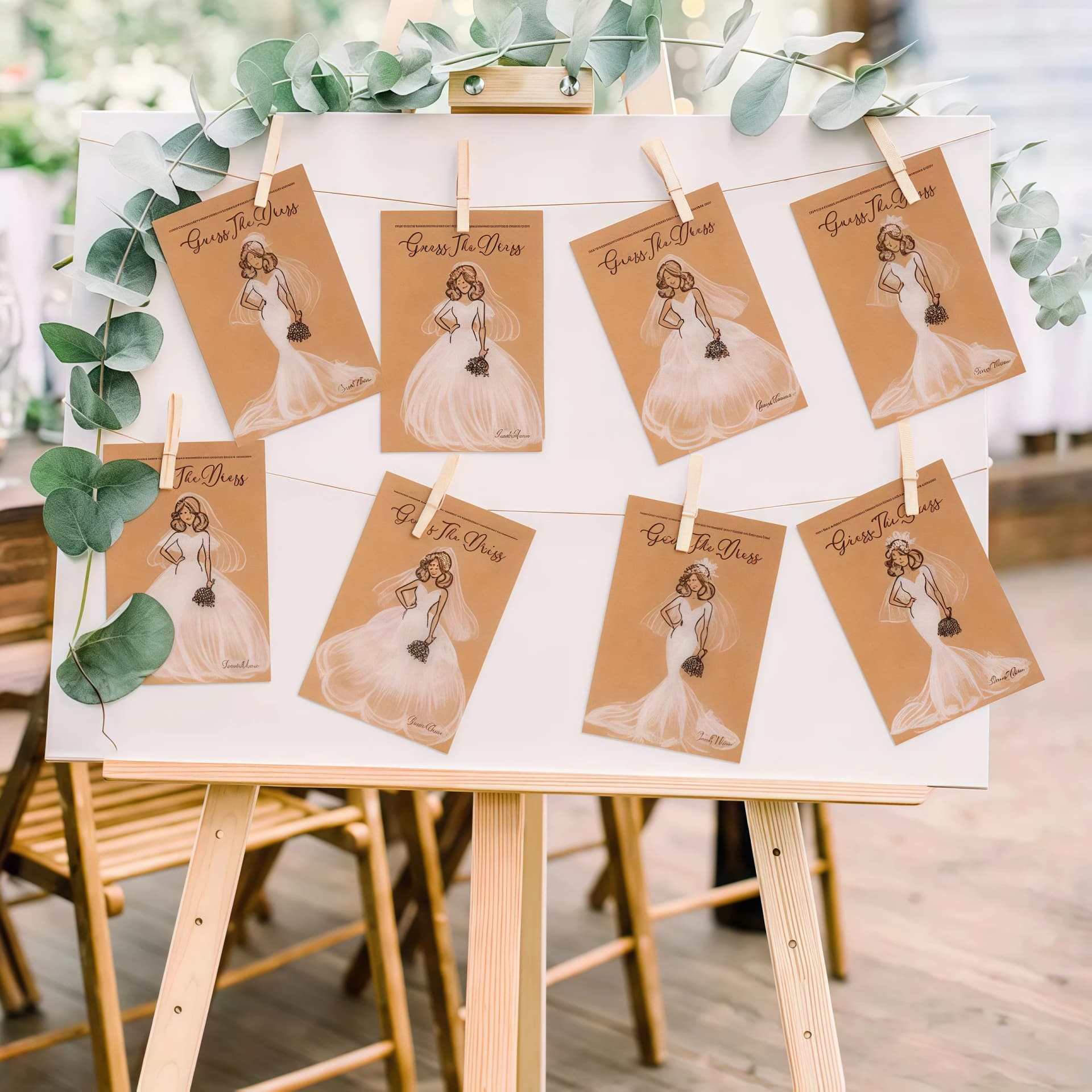 Bridal Shower Dress Guessing Game Cards Set