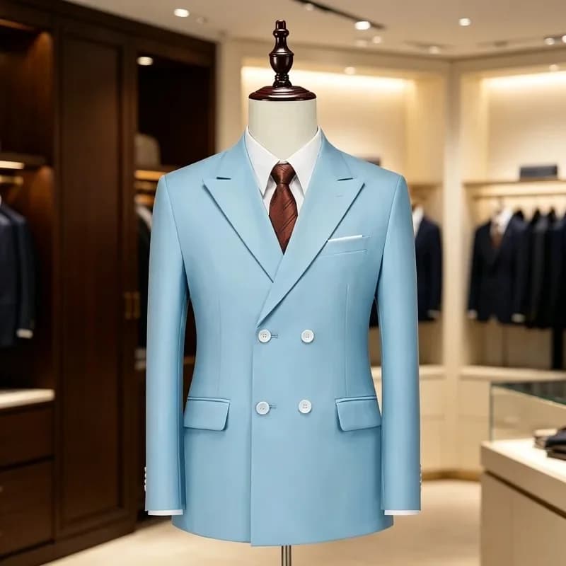 Men's Double Breasted Peak Lapel Blazer