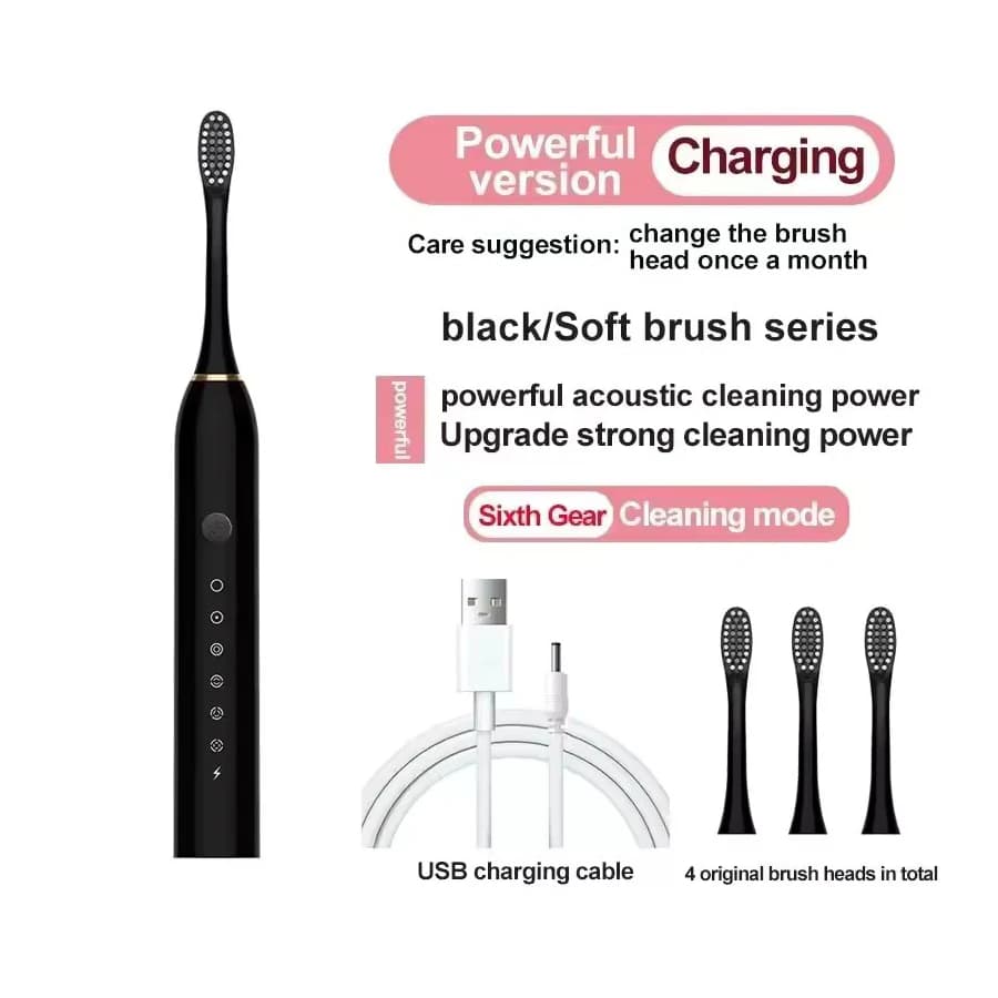 Electric Ultrasonic Toothbrush Six Speed USB Charging