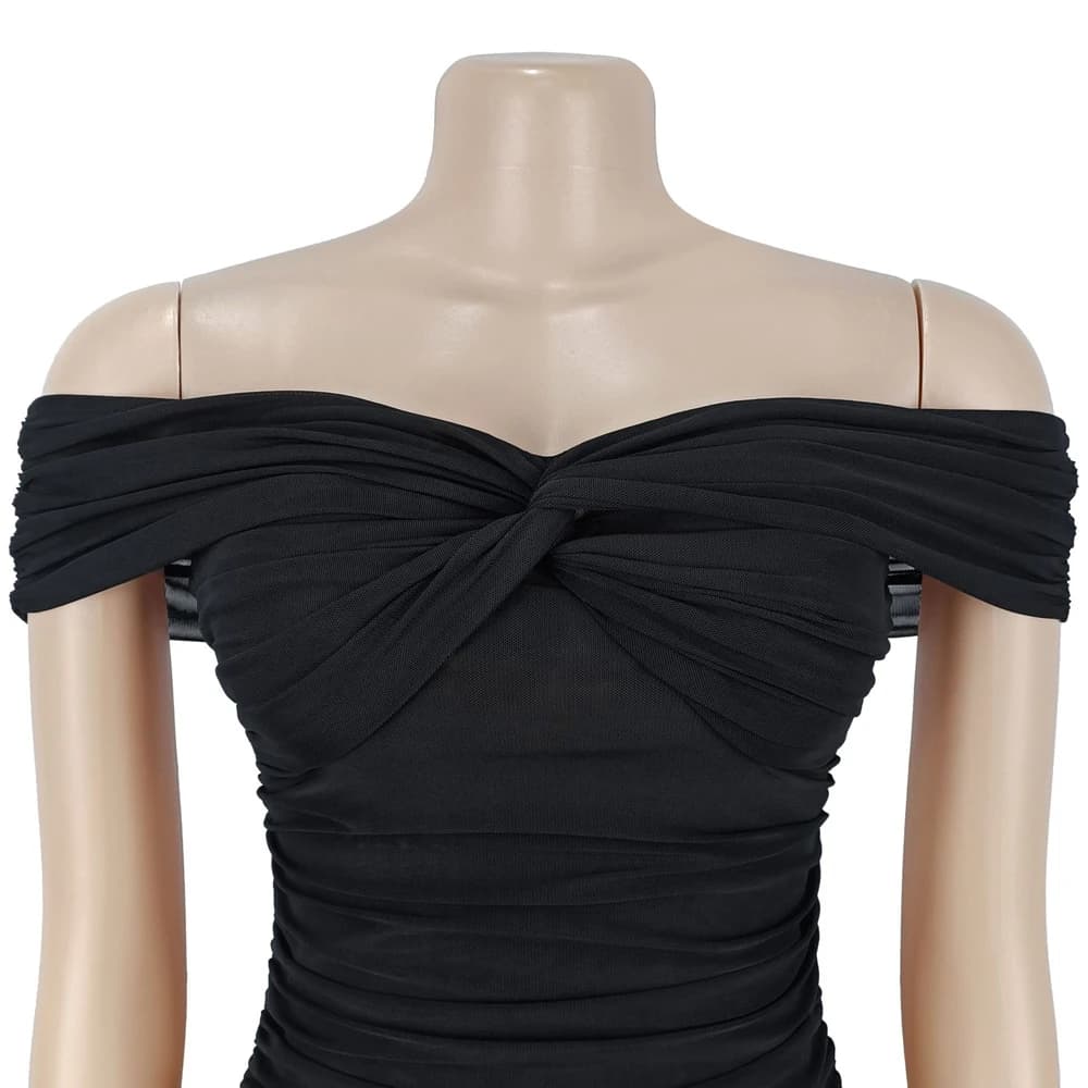 Off-Shoulder Ruched Fishtail Evening Gown