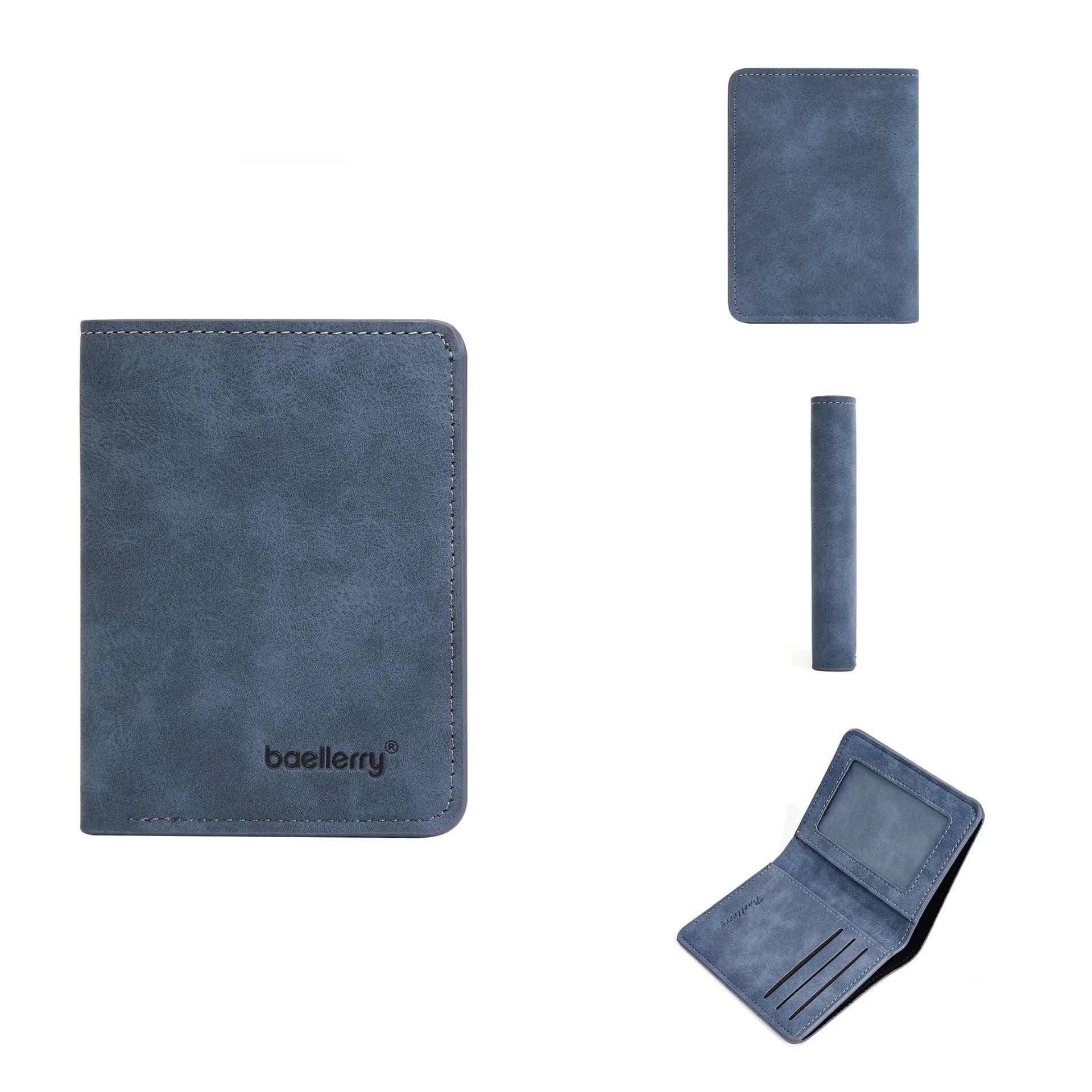Baellerry Thin Sanded Leather Wallets Driver's License Card Holder Casual Business Multi-Function Bifold Men's Short Wallet