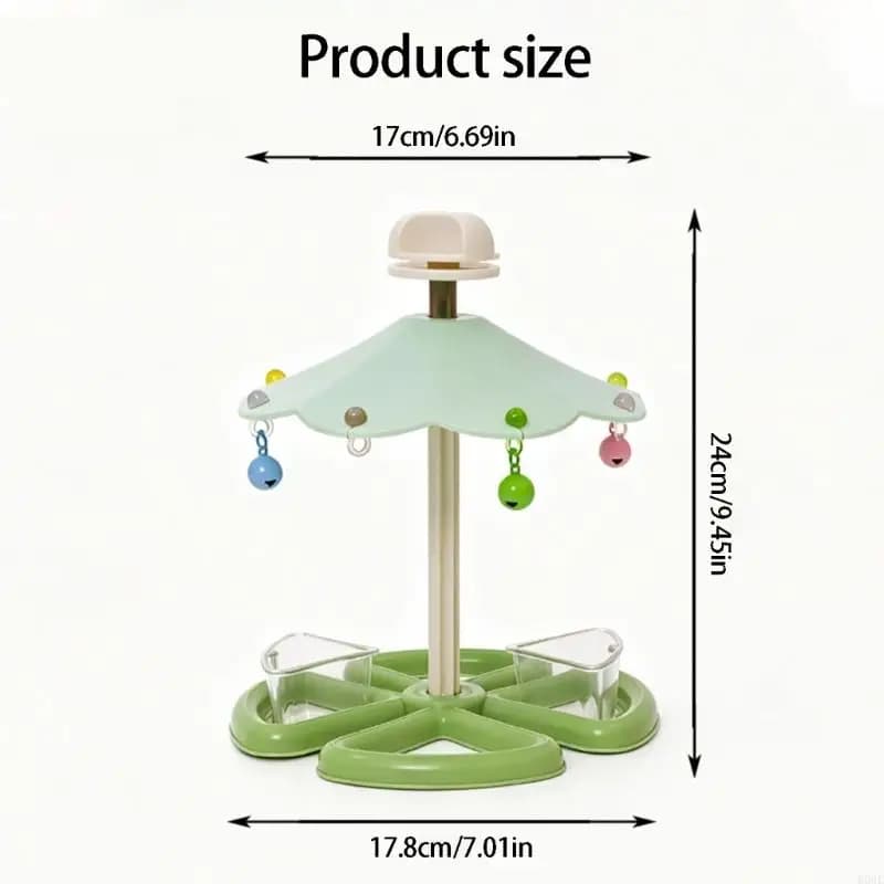 Rotating Bird Perch Stand with Feeder Cups