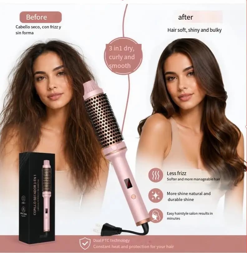 Ceramic Heated Curling Brush with Temperature Control
